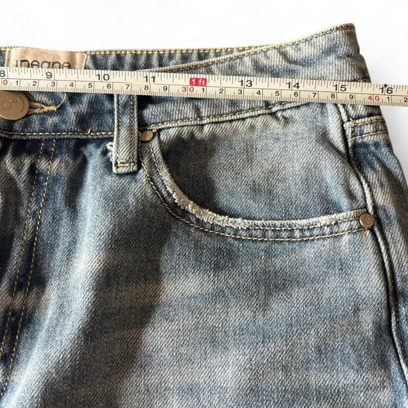 Insane Gene Light Straight Leg Distressed Raw Hem Denim Jeans size 27 - Picture 4 of 5